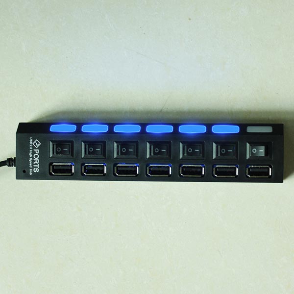 7 Ports USB 2.0 LED Hub High Speed Sharing Switch 9